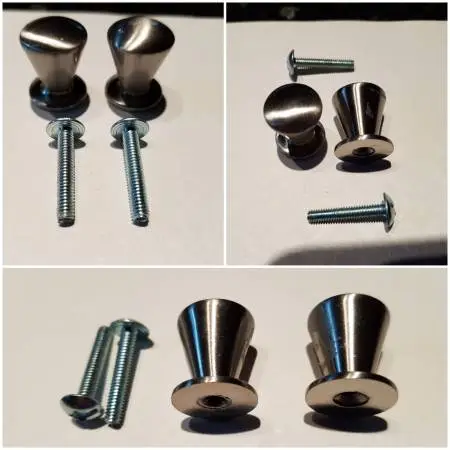 Pair of MCM Heavy Duty Stainless Peg Dresser Knobs