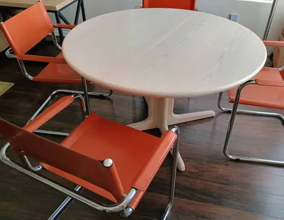 Skovby Danish Dining Table + 6 Arper Italian Leather Chairs