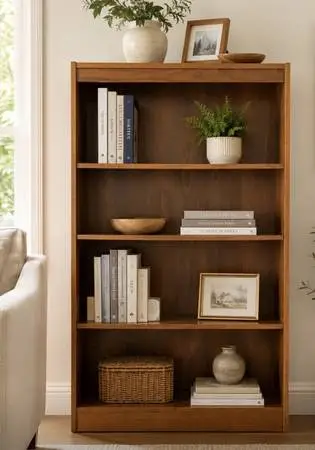 Tall Wooden Bookshelf