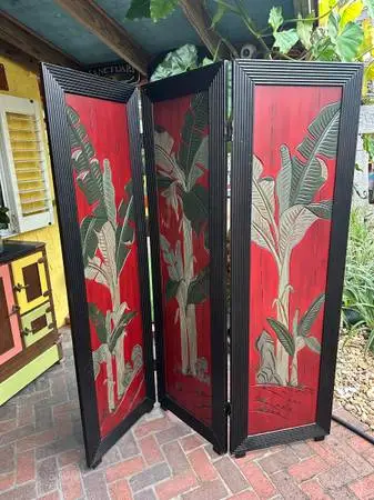 Custom carved wood divider / screen