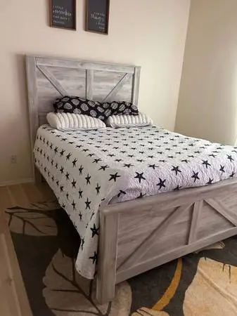 Queen size bed frame, and bed