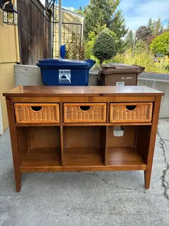 Side Table with Wicker Drawers