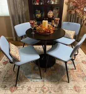 NEW Apartment Size Table and four Blue Dining Chairs