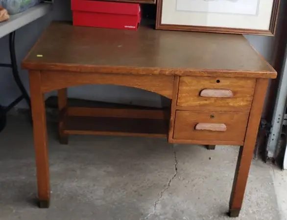 vintage 1930s solid oak wooden child desk