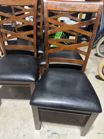 Set of 4 dining wood leather chair