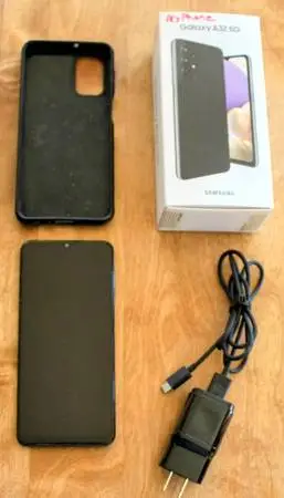 Samsung Galaxy A32 5G Cell Phone with Charger and Case