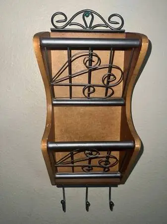 Vintage Wood Wall Mail Holder....... perfect cond