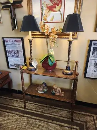 Vintage 2 Tier Faux Bamboo Console Table