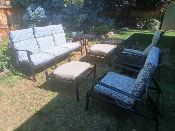 8 Piece Metal Outdoor Patio Furniture Set w Cushions Adjustable Lounge