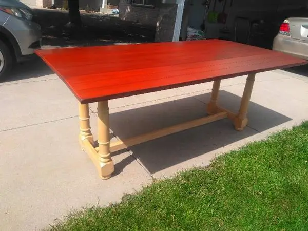 Fold Out Heavy Duty Wooden Picnic Farmhouse Dining Table With Drawers