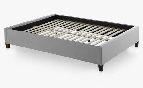 King gray fabric platform bed. New in box