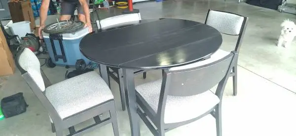 Drop-leaf Card/Dining Table with 4 Padded Chairs