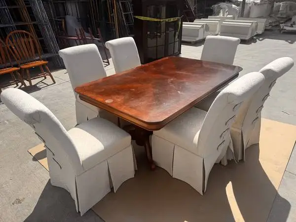 Dining room full set chairs table cabinet dishware