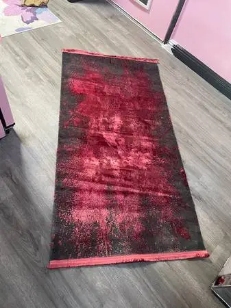 Pink/Red Gray Abstract Viscose Rug
