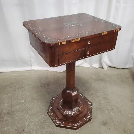 Victorian Rosewood Mother-of-Pearl Inlay Sewing Table