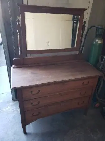 Farm style antique dresser with tilting mirror