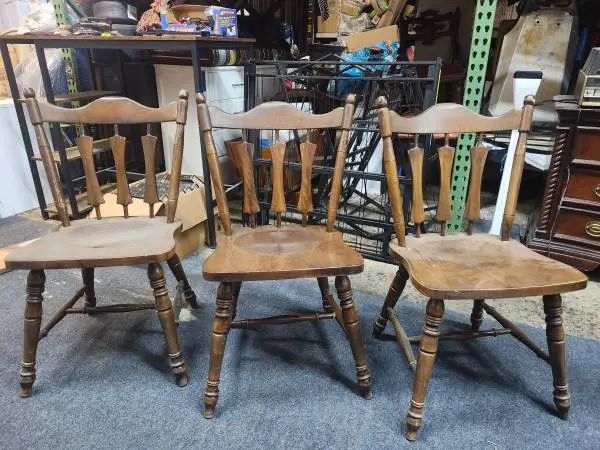 Three Wooden Dining Chairs