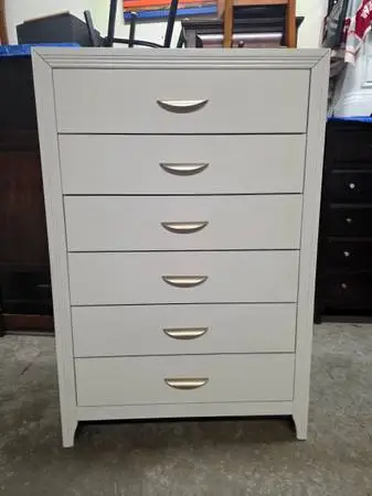 Modern White 6 Drawer Tallboy Dresser