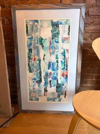 Original Signed Mixed Media on Paper — Large Framed Abstract Wall Art