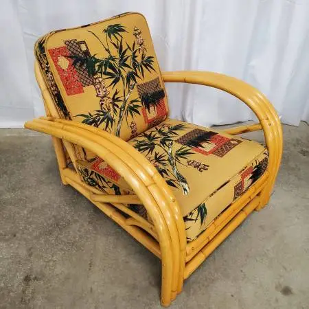 Mid-Century ReedArt SF Bent Bamboo Roadster Lounge w/Original Cushions