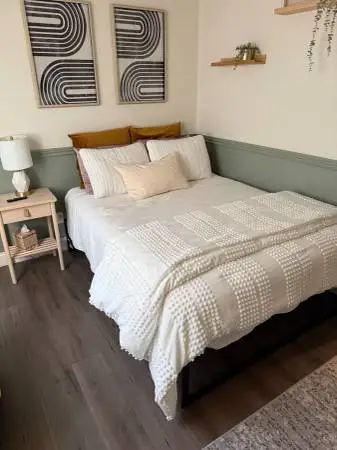 Guest Bedroom Queen Mattress + Frame | Only Used 6 Times