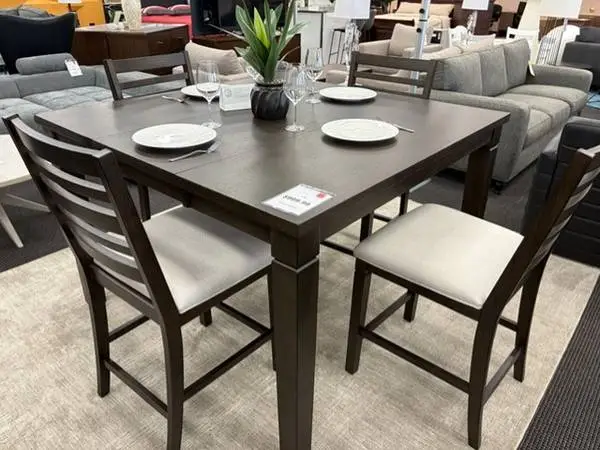 HI TOP TABLE WITH 4 STOOLS AND LEAF