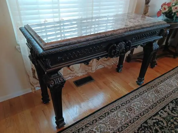 Traditional Table w Granite Top 54 x 22 x 35 tall