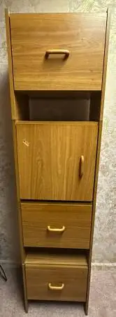 Vintage Gusdorf Modular Wood Grain Storage Cabinet / Media Tower Set