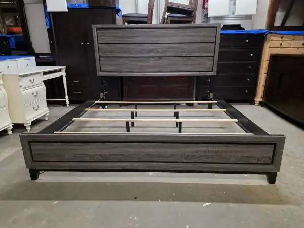 Modern Gray Rustic Style King Size Bed Frame