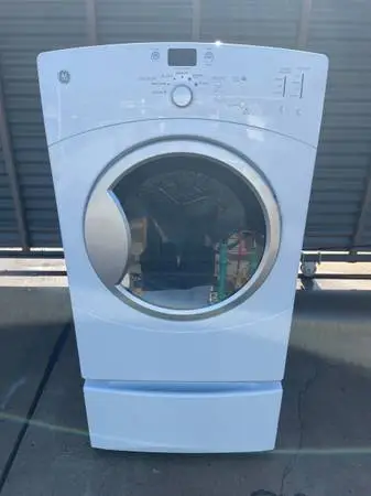 White ge gas dryer with pedestal
