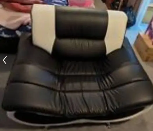 Black and white leather contemporary modern space age lounge chair