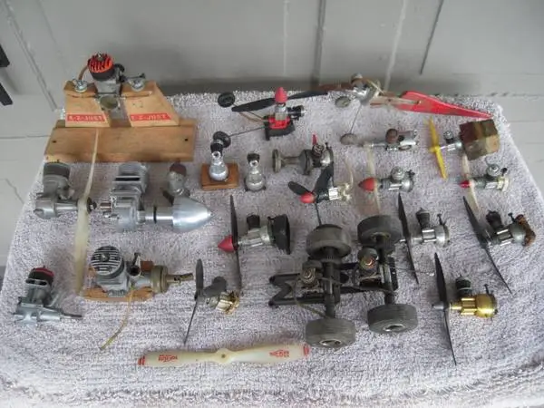 Collection of vintage model airplane engines