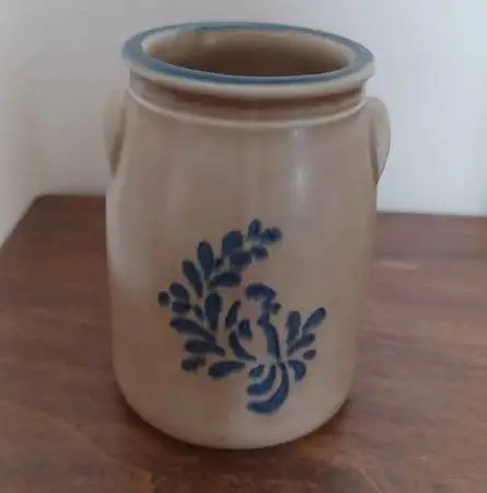 Vintage Pfaltzgraff FOLK ART 3.5” Miniature Stoneware Crock 2 Handles