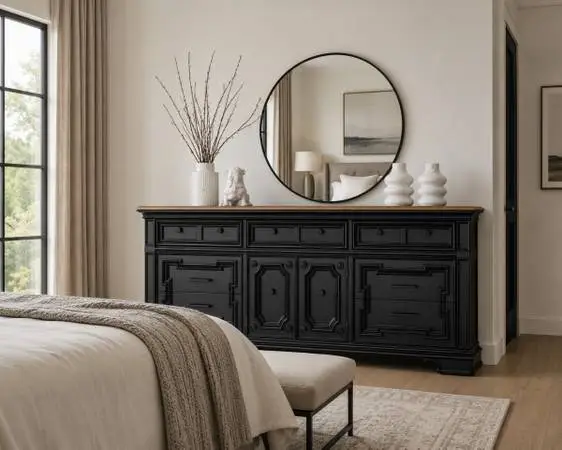 Black dresser, buffet, or credenza