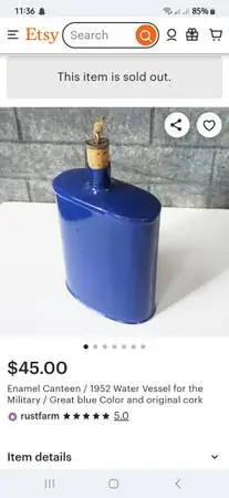1952 Blue Enameled Flask