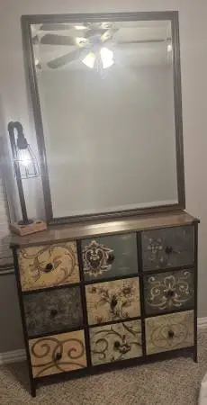 Beautiful brown ornate solid wood frame mirror