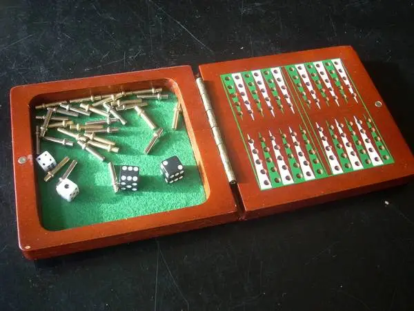 small Backgammon board folding wooden set