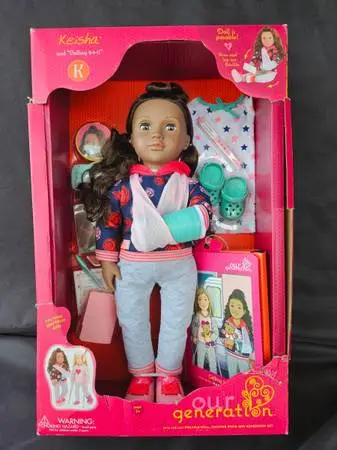 Our Generation 18 Doll with Hospital Gown  Storybook Keisha New