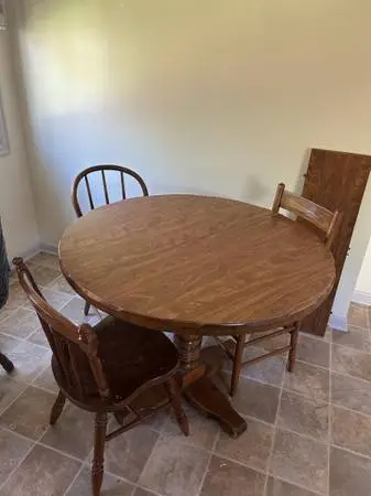 Round Wood Dining Table with 3 Chairs