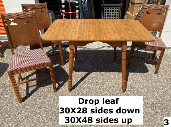 Table & 3 Chairs - Unique Drop Leaf
