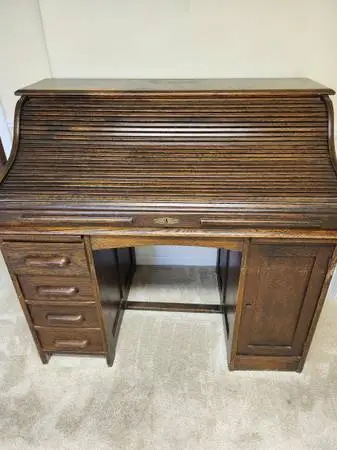 9-Pc Antique Oak Office Suite – Original Flint Buick Admin Bldg
