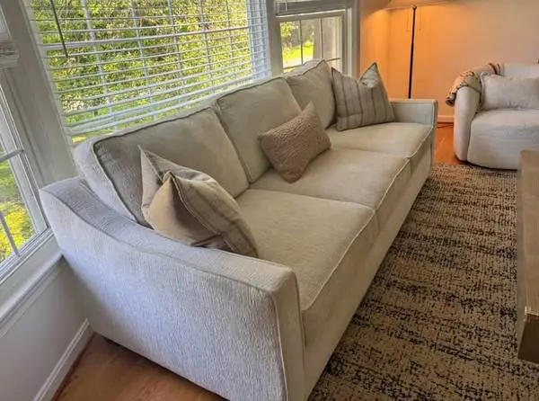 Lovely Cream Fabric Three-Seater Sofa - Like New $550