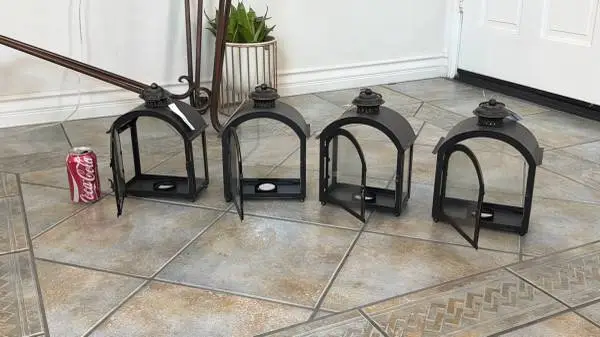 Set of 4 matching black metal lanterns