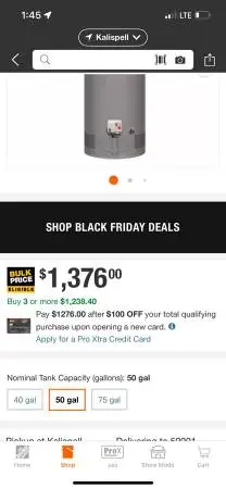 NEW Rheem 50g Propane Fueled Water Heater (Tall Model)