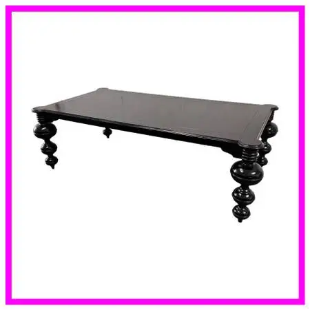 Noir Claudio Mahogany Solid Wood Dining Table, Hand-rubbed Black