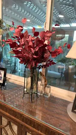 Glass Vase with Black Metal Stand