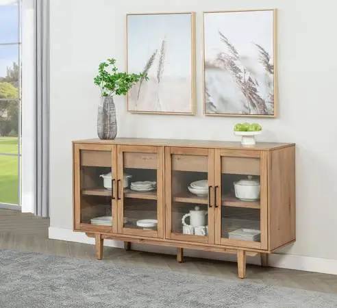 New Glass-Paneled Dining Room Cabinet with Adjustable Shelves!