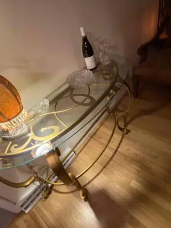 Vintage Curvy Metal Console Table/Entryway Table/Sideboard/Bar-Unique!