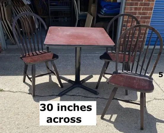 Table & 3 Chairs - Reddish Brown
