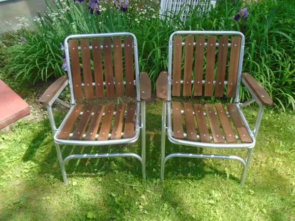Vintage 1970s Redwood Slat Chairs Set of 2